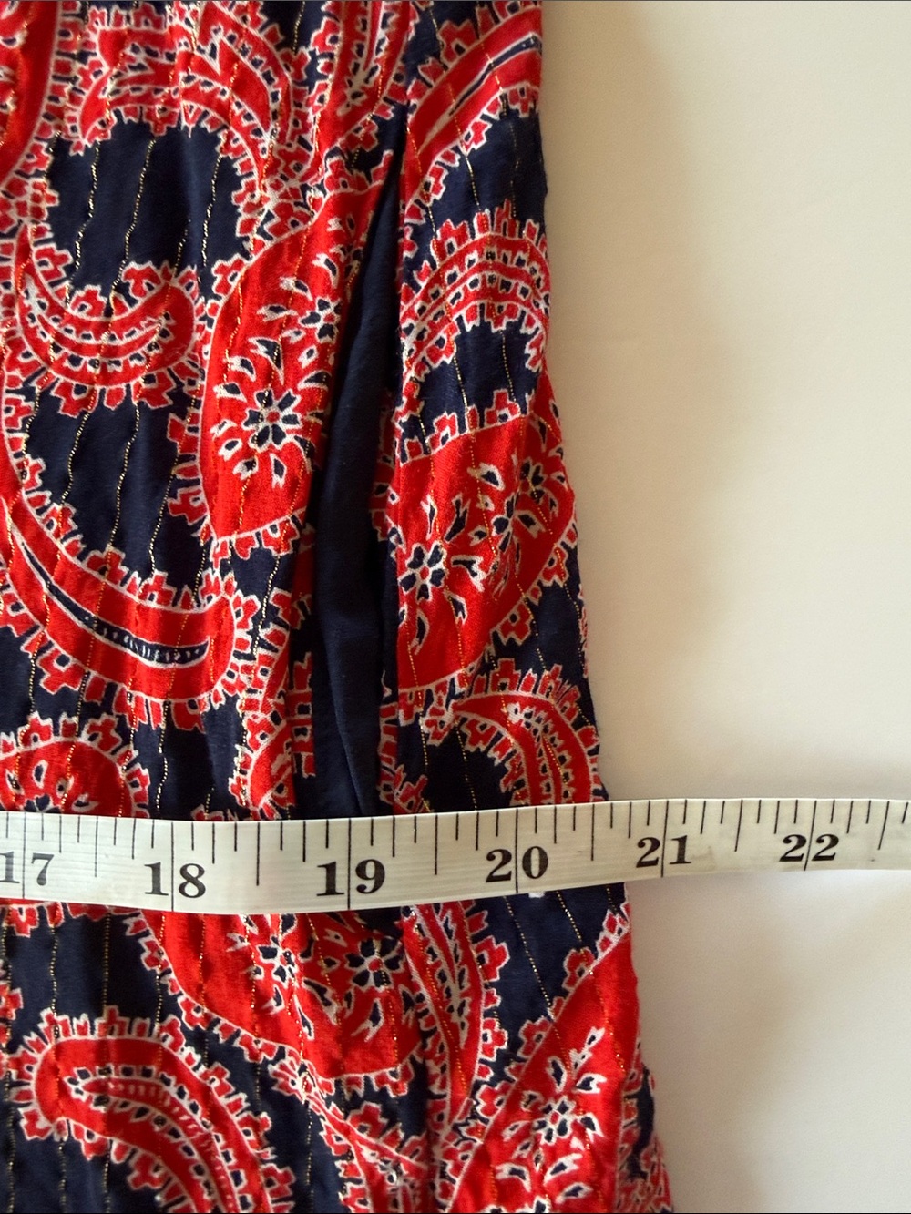 Boden Red/Navy Paisley Tie-Neck Mini Dress US Size 8 - Picture 11 of 15